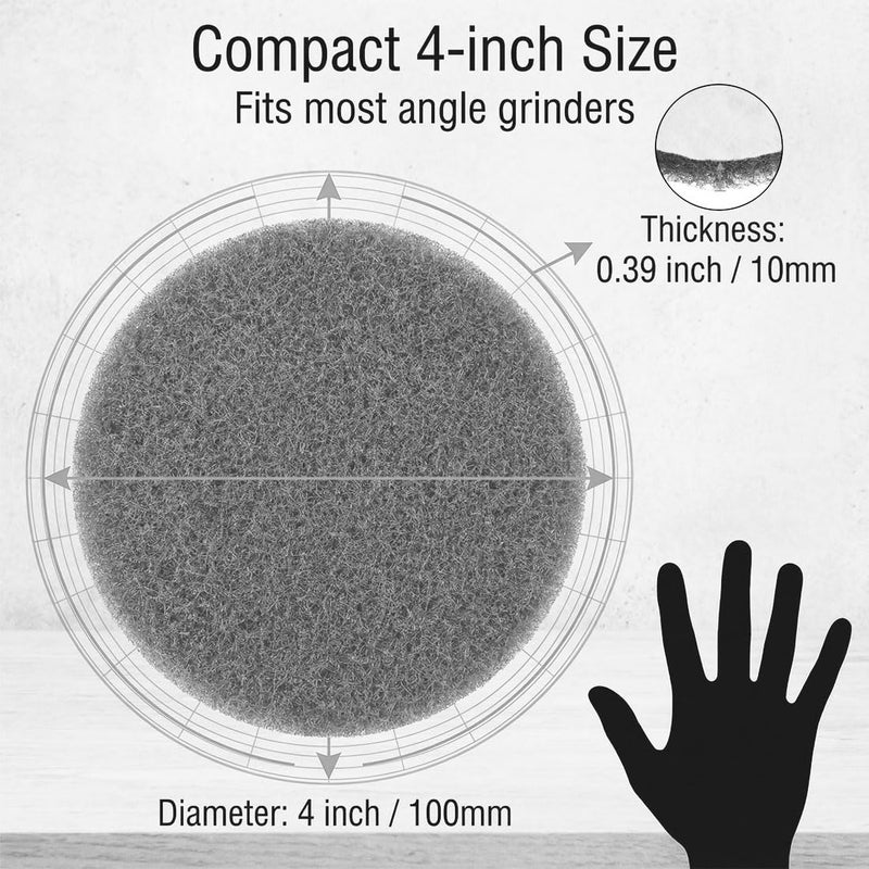 JUNLIXN 4 Inch 800 Grit Drill Brush Scrubber Scouring Pads, 20 Pcs Hook & Loop Power Scrubber Scour Pads for Rotary Tools, Random Orbital Sander (Grey) - Image 2